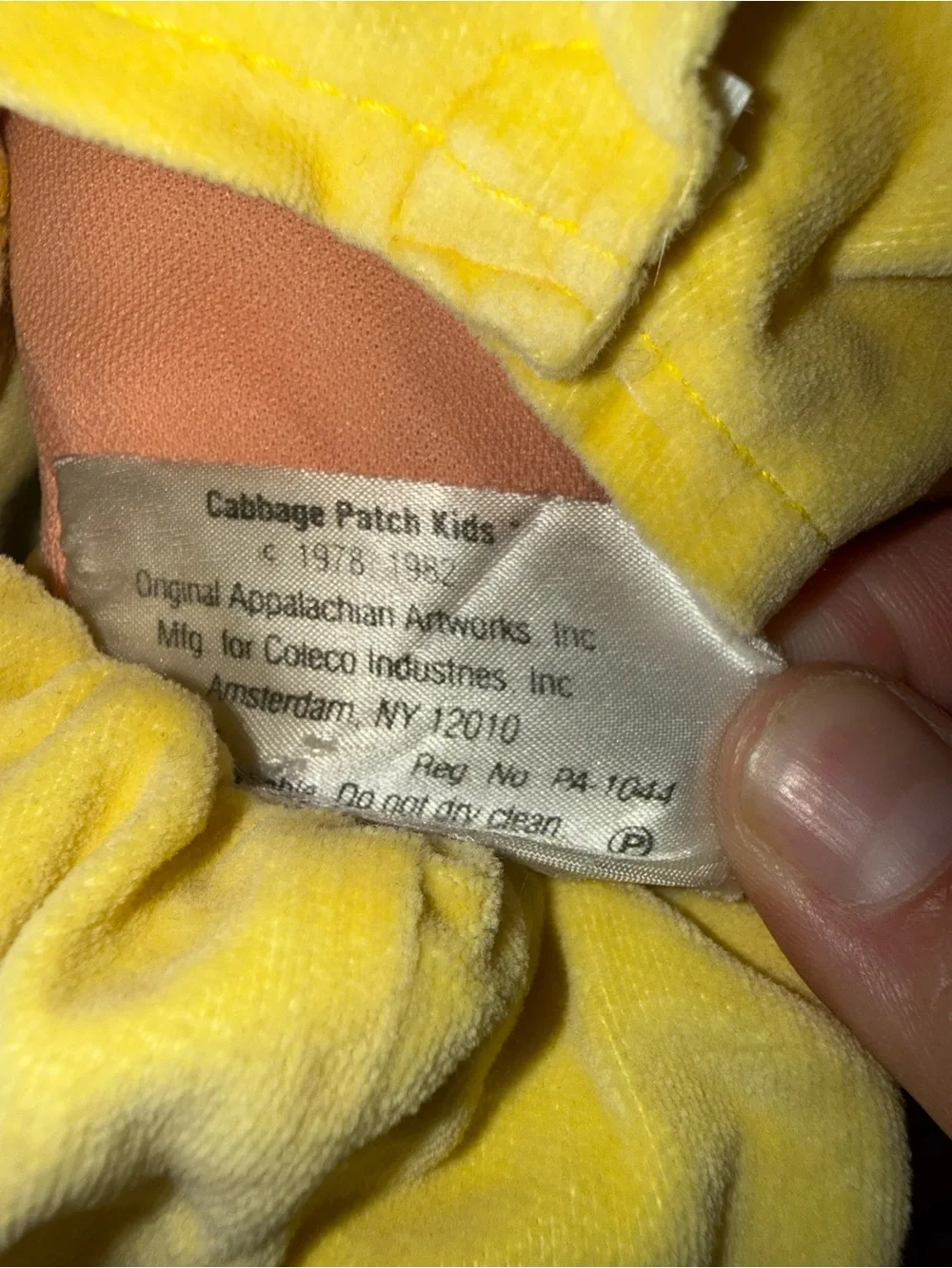Vintage 1984 Coleco Cabbage Patch Kid Doll - Bald Blue Eyes P Factory Yellow Vel